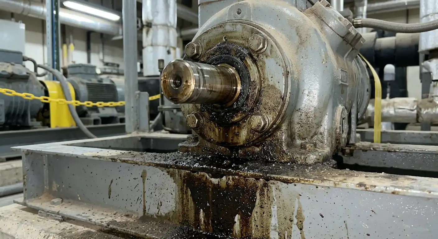 Oil stain around a compressor shaft seal